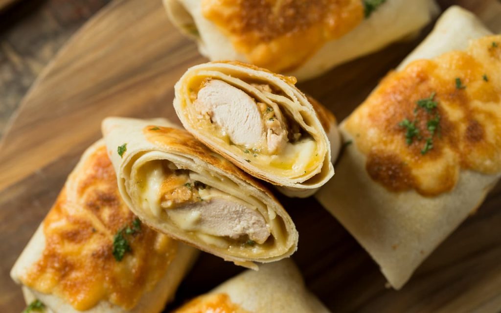 Cheesy Garlic Chicken Wraps