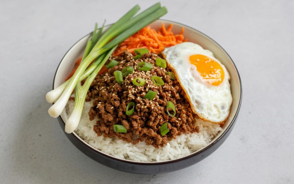 Korean Ground Beef & Rice Bowl