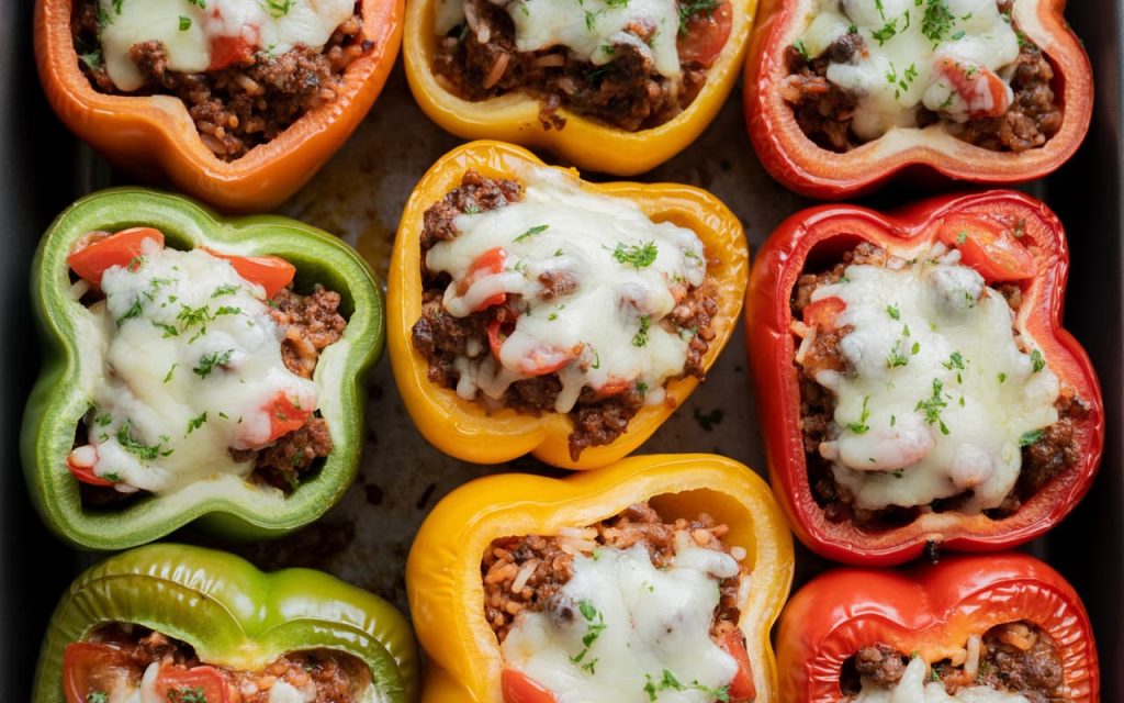Stuffed Bell Peppers with Ground Beef