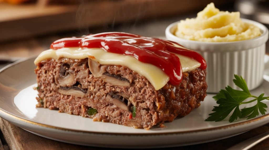 Mushroom Swiss meatloaf